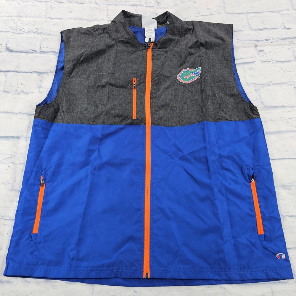Florida Gators Champion Vest Mens XL Blue Grey Zip NCAA Sportswear